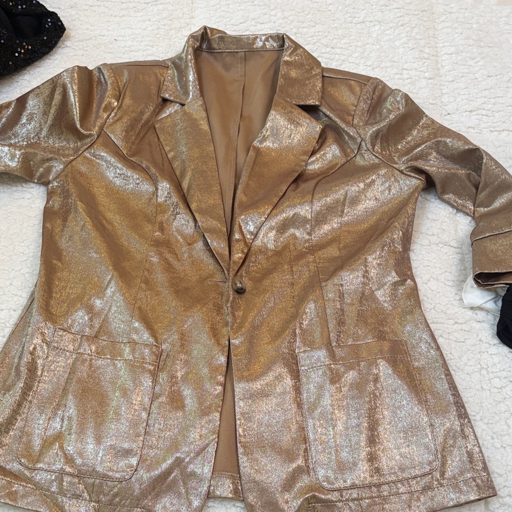 SHEIN Shimmering Gold Blazer